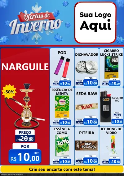 Modelo de Encarte para Encarte A4 Vertical com o tema Ofertas de Inverno para Tabacaria