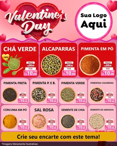 Modelo de Rede Social para Feed Instagram com o tema Valentine's Day para Produtos Naturais