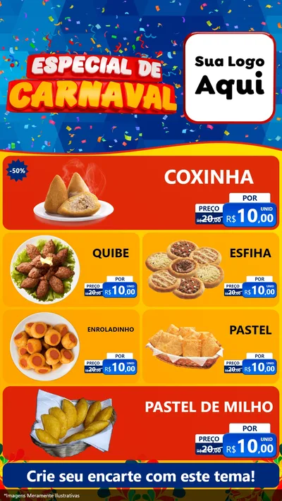 Modelo de TV para TV Vertical com o tema Especial de Carnaval para Salgadaria