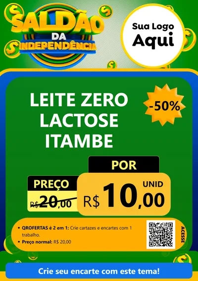 Modelo de Cartaz para Cartaz A4 Vertical com o tema Saldão da Indepêndencia para Frios e Laticínios