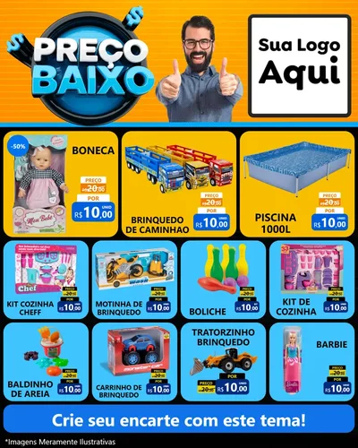 Modelo de Rede Social para Feed Instagram com o tema Preço Baixo para Brinquedos