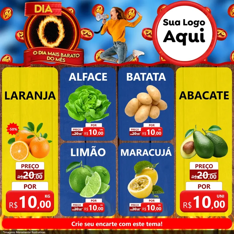 Modelo de Rede Social para Feed Facebook com o tema Dia O - O Dia Mais Barato Do Mês para Hortifrúti