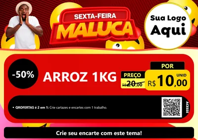 Modelo de Cartaz para Cartaz A4 Horizontal com o tema Sexta-feira Maluca para Supermercado
