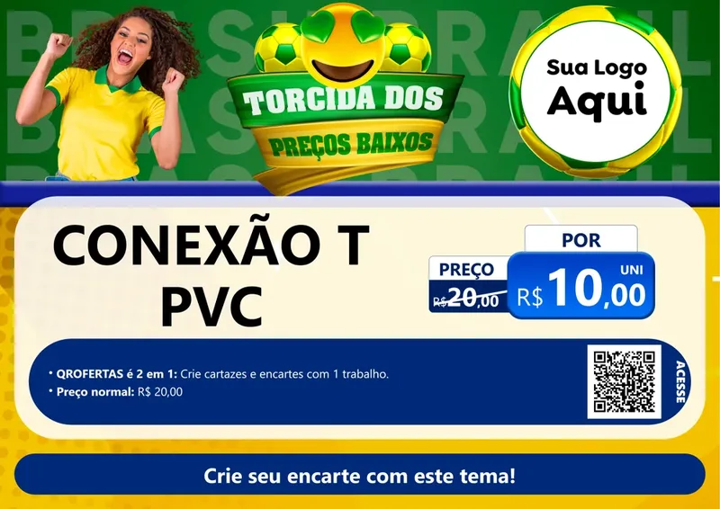 Modelo de Cartaz para Cartaz A4 Horizontal com o tema Torcida dos Preços Baixos - Copa para Tubos e conexões
