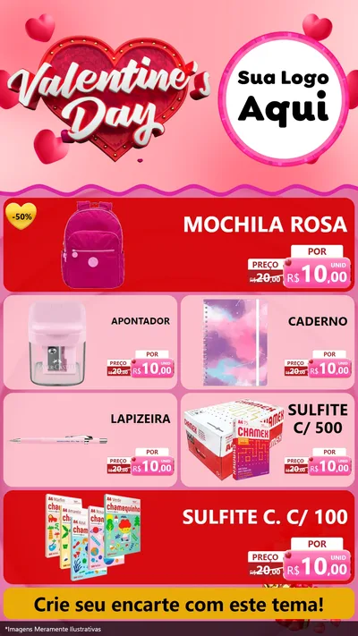 Modelo de TV para TV Vertical com o tema Valentine's Day para Papelaria