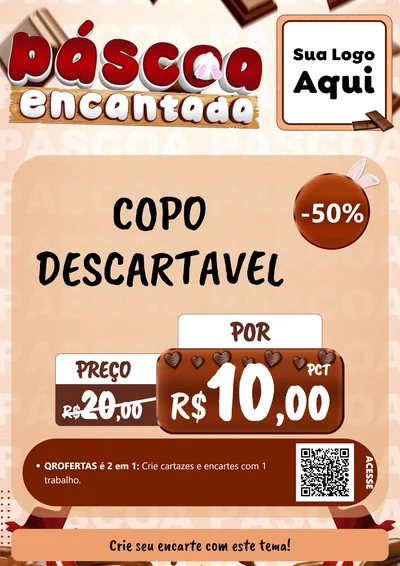 Modelo de Cartaz para Cartaz A4 Vertical com o tema Páscoa Encantada para Embalagens