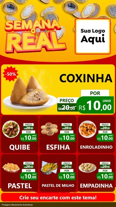 Modelo de Rede Social para Stories com o tema Semana do Real para Salgadaria