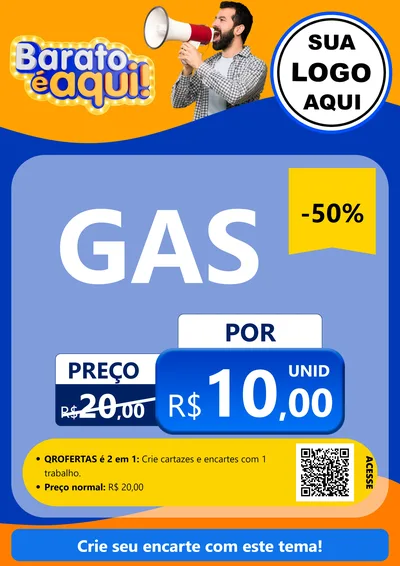 Modelo de Cartaz para Cartaz A4 Vertical com o tema Barato é aqui para Água e gás