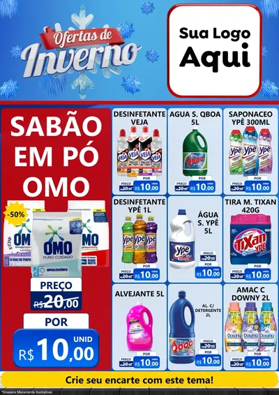 Modelo de Encarte para Encarte A4 Vertical com o tema Ofertas de Inverno para Produtos de Limpeza