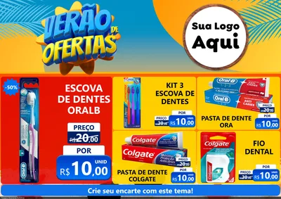 Modelo de Encarte para Encarte A4 Horizontal com o tema Verão de Ofertas para Higiene Pessoal
