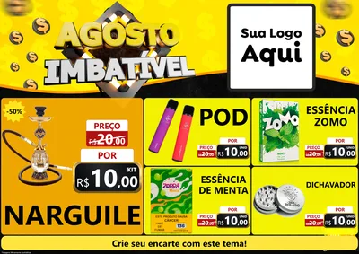 Modelo de Encarte para Encarte A4 Horizontal com o tema Agosto Imbatível para Tabacaria