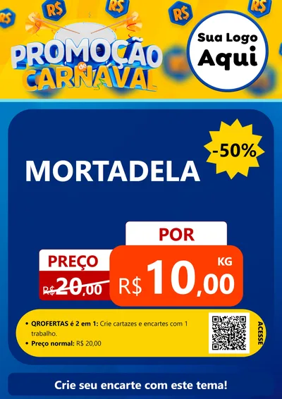 Modelo de Cartaz para Cartaz A4 Vertical com o tema Promoção de Carnaval para Frios e Laticínios