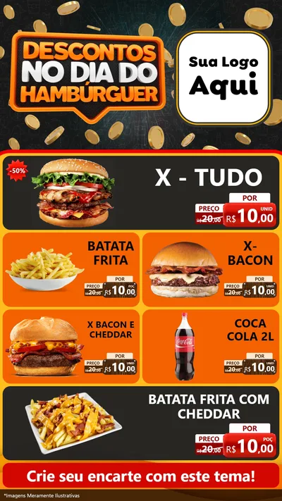 Modelo de TV para TV Vertical com o tema Descontos No Dia Do Hambúrguer para Hamburgueria