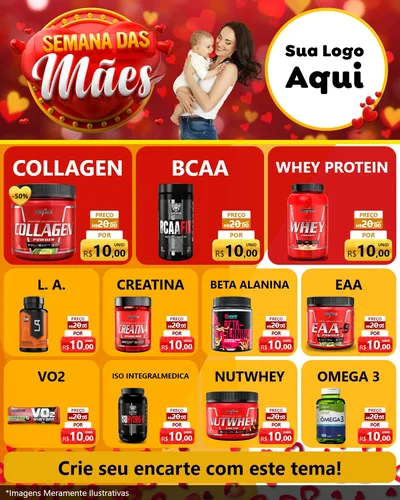 Modelo de Rede Social para Feed Instagram com o tema Semana das Mães para Suplementos alimentares