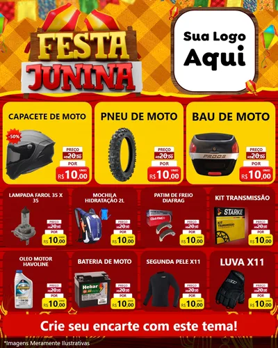 Modelo de Rede Social para Feed Instagram com o tema Festa Junina para Moto peças