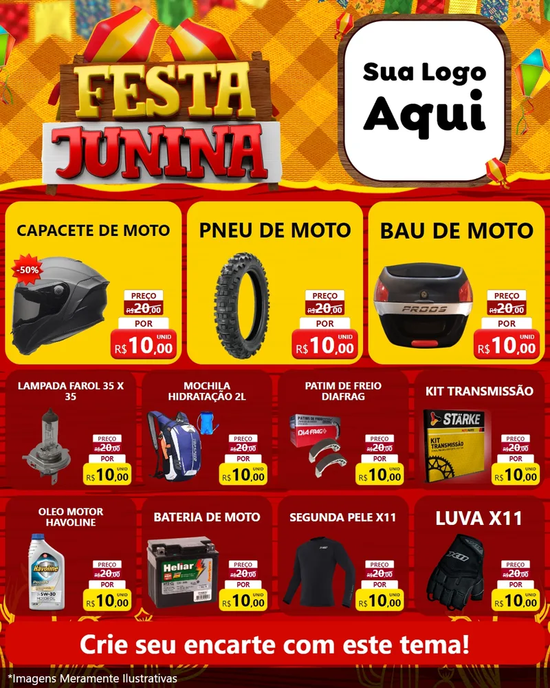 Modelo de Rede Social para Feed Instagram com o tema Festa Junina para Moto peças