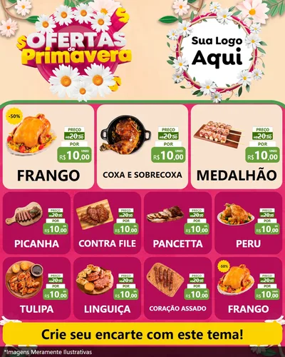 Modelo de Rede Social para Feed Instagram com o tema Ofertas de Primavera para Assados
