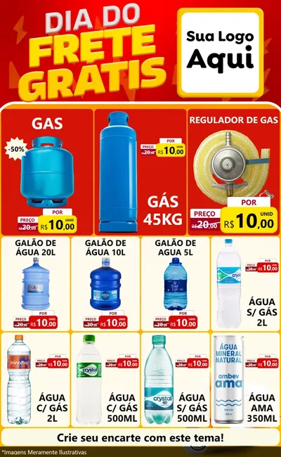 Modelo de Encarte para Encarte Grande com o tema Dia do Frete Grátis para Água e gás