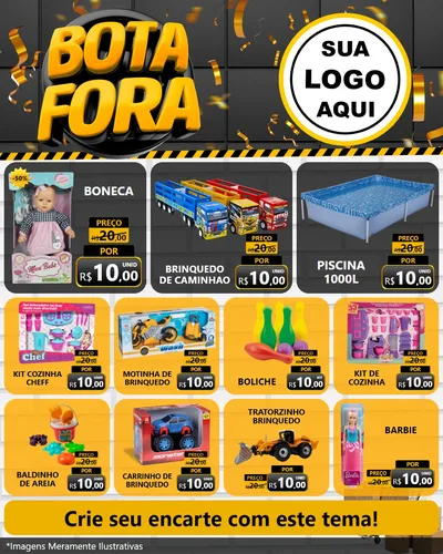 Modelo de Rede Social para Feed Instagram com o tema Bota Fora para Brinquedos