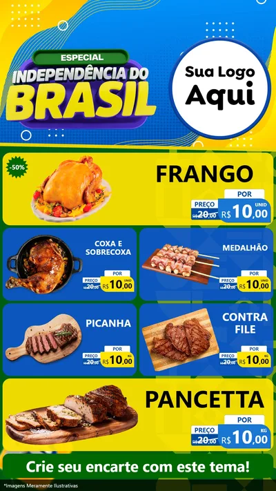 Modelo de TV para TV Vertical com o tema Especial Independência do Brasil para Assados