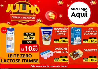 Modelo de Encarte para Encarte A4 Horizontal com o tema Julho Ofertas Imbatíveis para Frios e Laticínios
