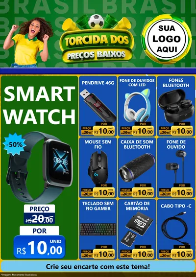 Modelo de Encarte para Encarte A4 Vertical com o tema Torcida dos Preços Baixos para Informática