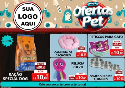 Modelo de Encarte para Encarte A4 Horizontal com o tema Dia de Ofertas Pet para Pet Shop