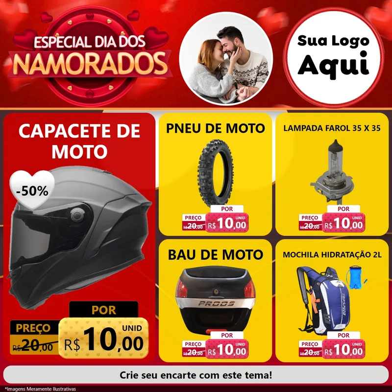 Modelo de Rede Social para Feed Facebook com o tema Especial Dia Dos Namorados para Moto peças