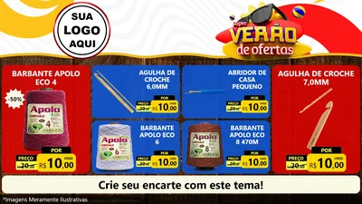 Modelo de TV para TV Horizontal com o tema Super Verão de Ofertas para Armarinho e Aviamentos