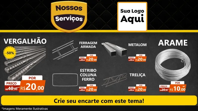 Modelo de TV para TV Horizontal com o tema Nossos Serviços para Ferragens