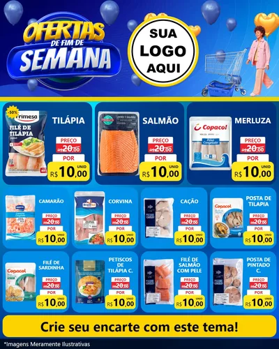 Modelo de Rede Social para Feed Instagram com o tema Ofertas de Fim de Semana para Peixaria