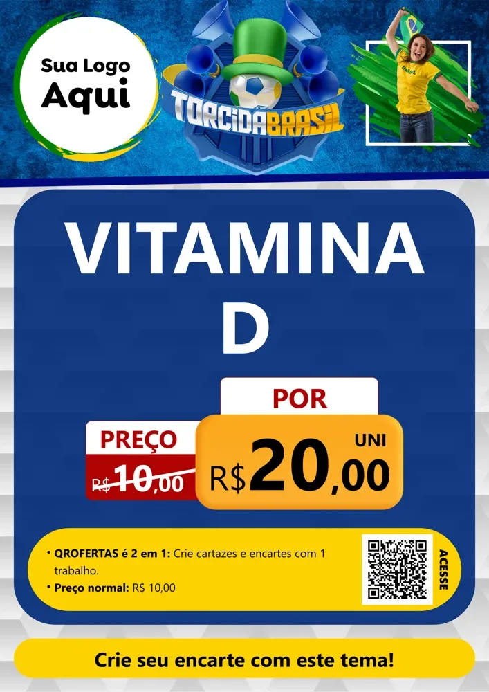 Modelo de Cartaz para Cartaz A4 Vertical com o tema Torcida Brasil - Copa para Farmácia