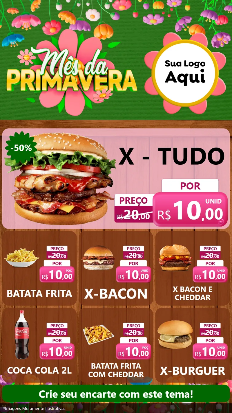 Modelo de Rede Social para Stories com o tema Mês da Primavera para Hamburgueria