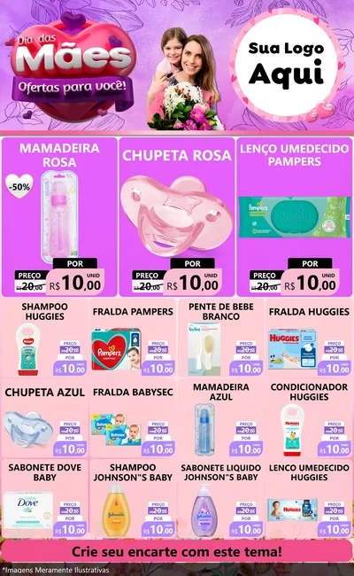Modelo de Encarte para Encarte Grande com o tema Dia das Mães Ofertas para Você! para Bebês