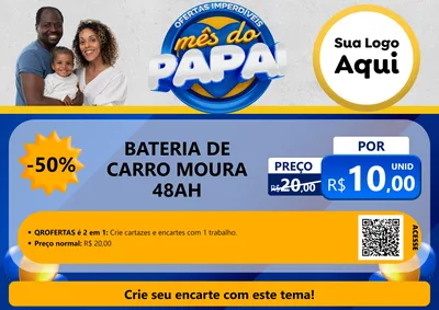 Modelo de Cartaz para Cartaz A4 Horizontal com o tema Ofertas Imperdíveis Mês Do Papai para Baterias Elétricas