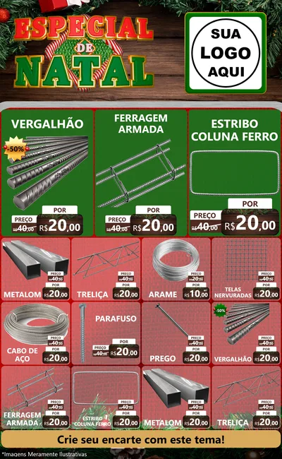 Modelo de Encarte para Encarte Grande com o tema Especial de Natal para Ferragens