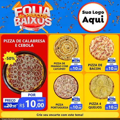 Modelo de Rede Social para Feed Facebook com o tema Folia de Preços Baixos para Pizzaria