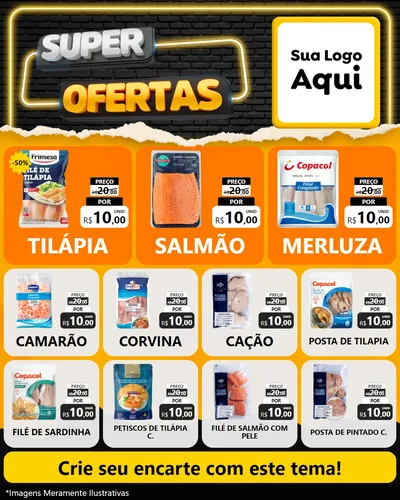 Modelo de Rede Social para Feed Instagram com o tema Super Ofertas para Peixaria