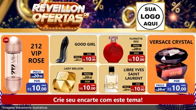 Modelo de TV para TV Horizontal com o tema Réveillon de Ofertas para Perfumes
