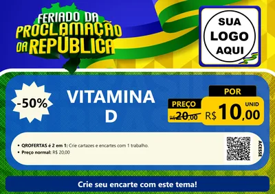 Modelo de Cartaz para Cartaz A4 Horizontal com o tema Feriado da Proclamação da República para Farmácia