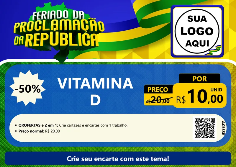 Modelo de Cartaz para Cartaz A4 Horizontal com o tema Feriado da Proclamação da República para Farmácia