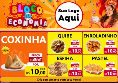 Modelo de Encarte para Encarte A4 Horizontal com o tema Bloco da Economia para Salgadaria