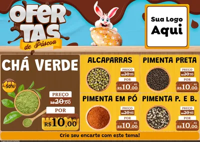 Modelo de Encarte para Encarte A4 Horizontal com o tema Ofertas de Páscoa para Produtos Naturais