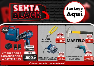 Modelo de Encarte para Encarte A4 Horizontal com o tema Sexta Black para Maquinas e Ferramentas