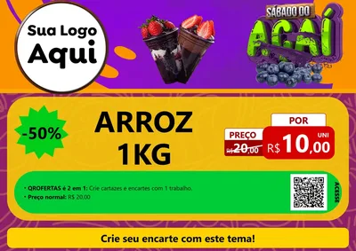 Modelo de Cartaz para Cartaz A4 Horizontal com o tema Sábado do Açaí para Supermercado