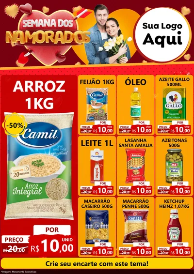Modelo de Encarte para Encarte A4 Vertical com o tema Semana dos Namorados para Supermercado