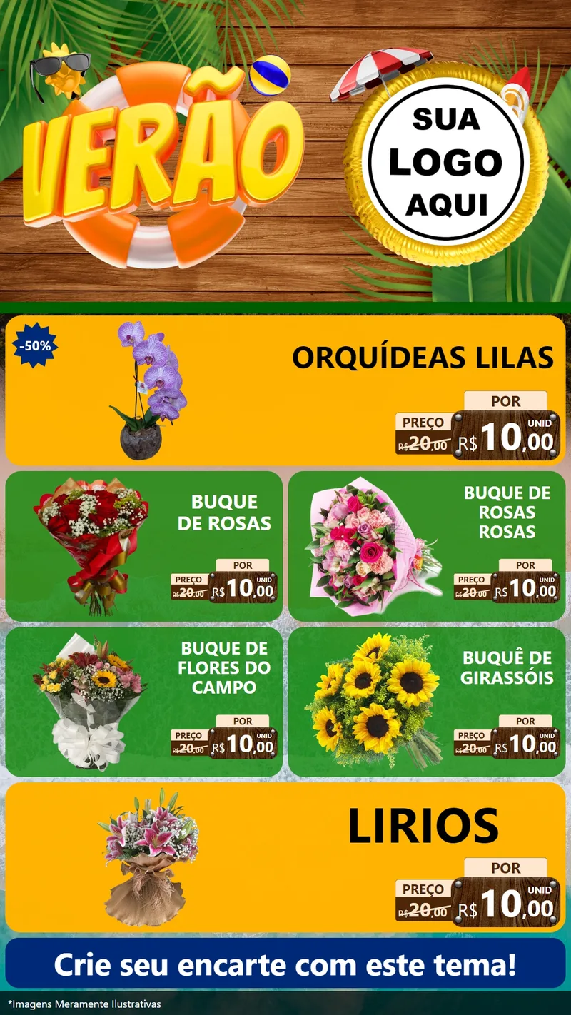 Modelo de TV para TV Vertical com o tema Verão para Floricultura e jardim