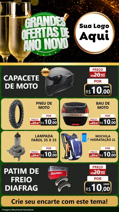 Modelo de TV para TV Vertical com o tema Grandes Ofertas de Ano Novo para Moto peças