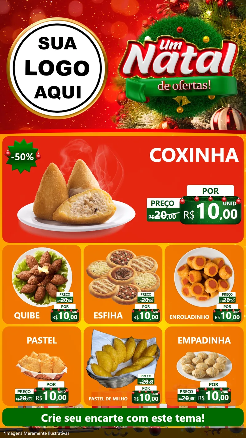 Modelo de Rede Social para Stories com o tema Um Natal de Ofertas para Salgadaria