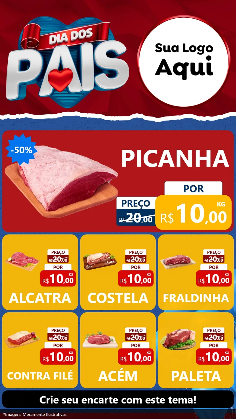 Modelo de Rede Social para Stories com o tema Dia dos Pais para Açougue